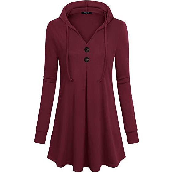 Women's Long Sleeve Hooded Tunic Tops