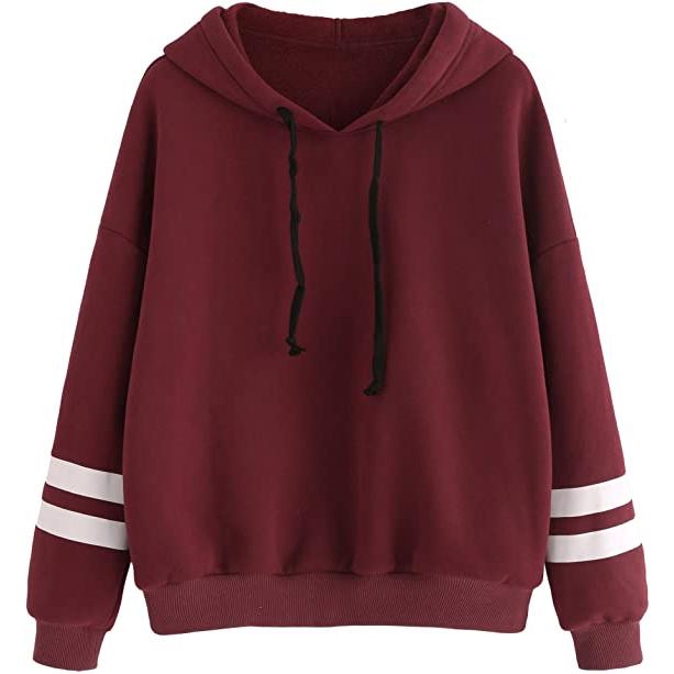 Women's Pullover Fleece Drop Shoulder Striped Hoodie