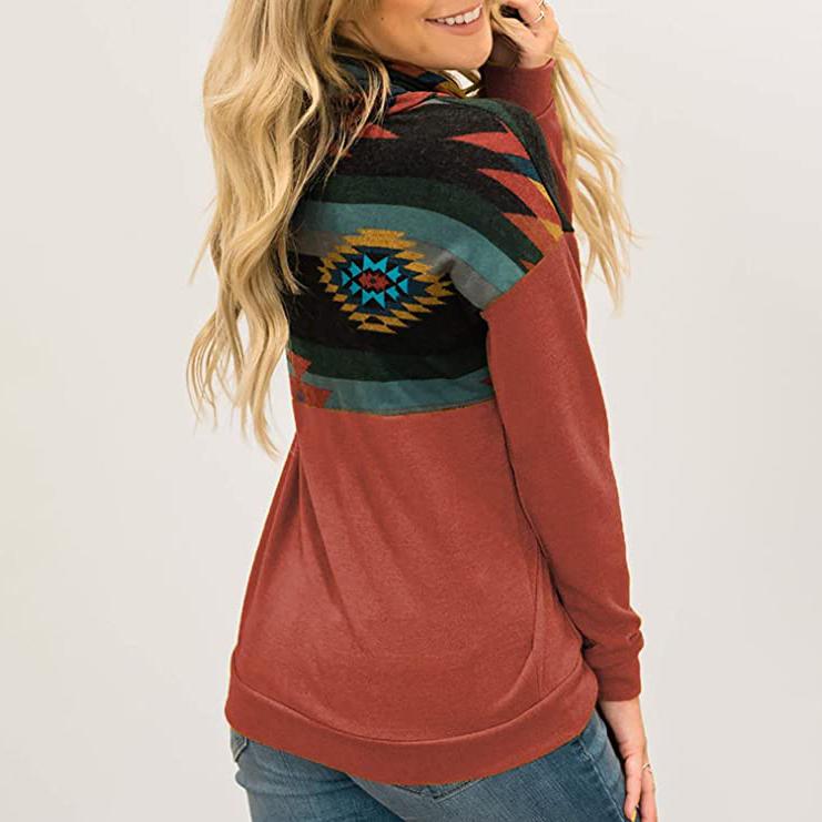 Women's Quarter Zip Color Block Pullover Sweatshirt