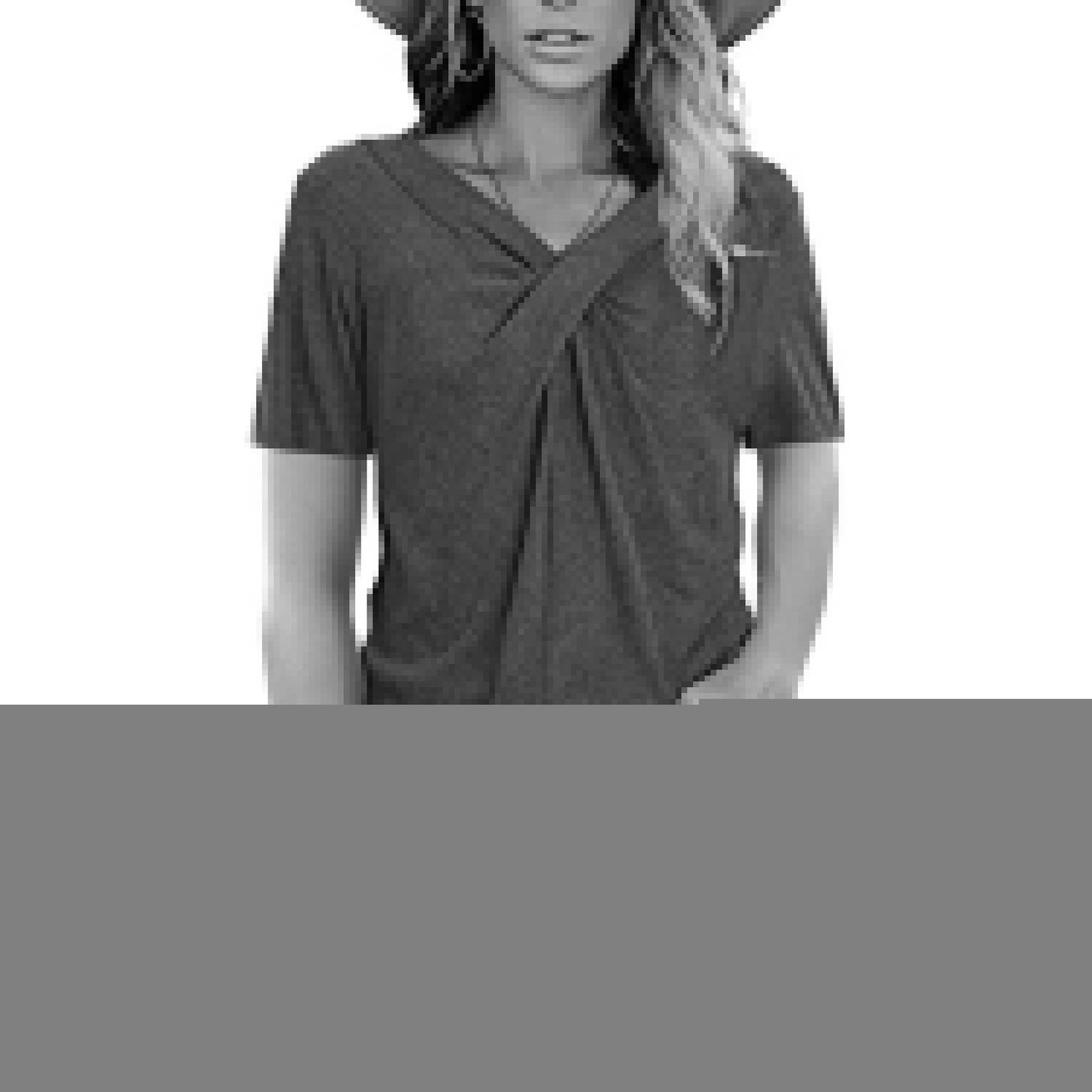 Women's Summer Shirts V Neck Short Sleeve Tops Cross Knot