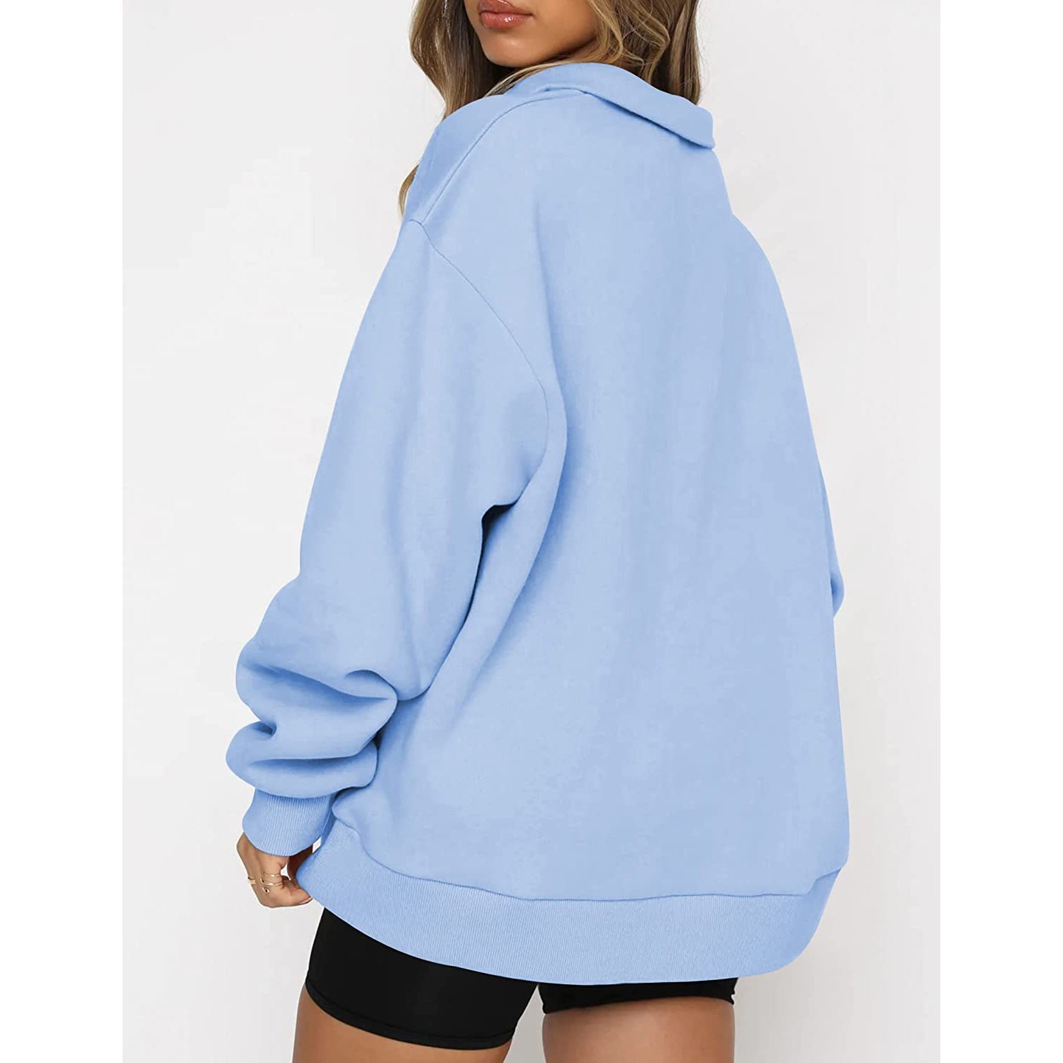 Womens Oversized Half Zip Pullover Long Sleeve Sweatshirt