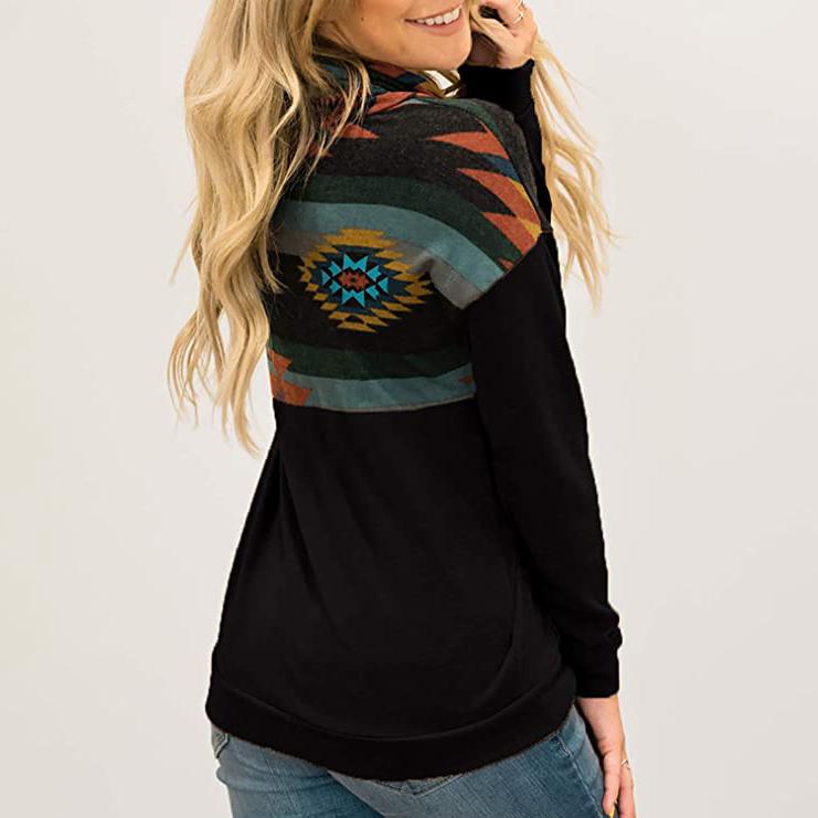 Women's Quarter Zip Color Block Pullover Sweatshirt